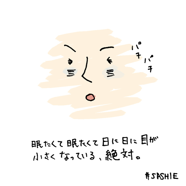 眠たくて眠たくて日に日に目が小さくなってってる、絶対。