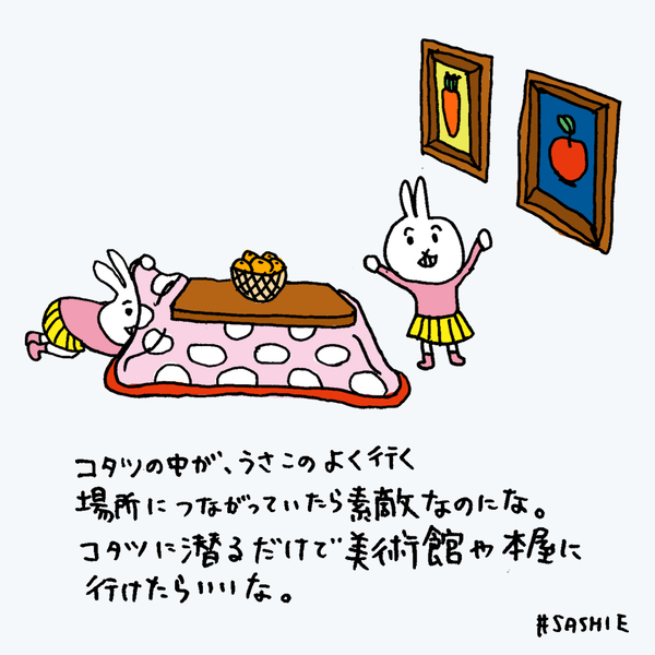 コタツの中が、うさこがよく行く場所につながってたら素敵なのに